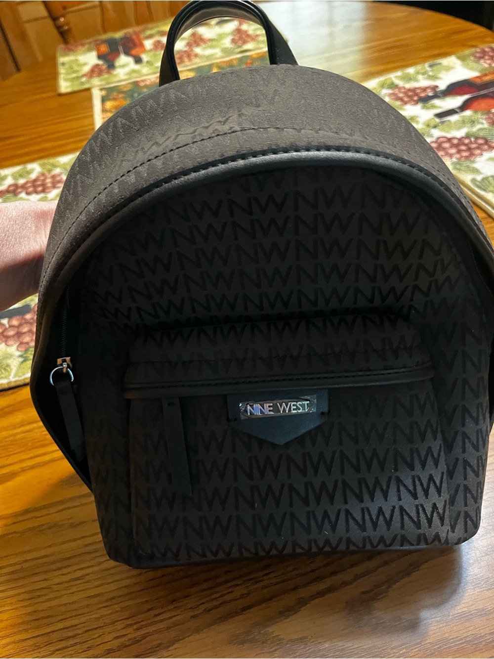Nine West Women’s Black Logo Pattern Backpack